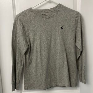 Boys Polo Long Sleeve Gray T-shirt